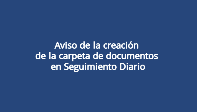 Aviso de la creación de la carpeta de documentos