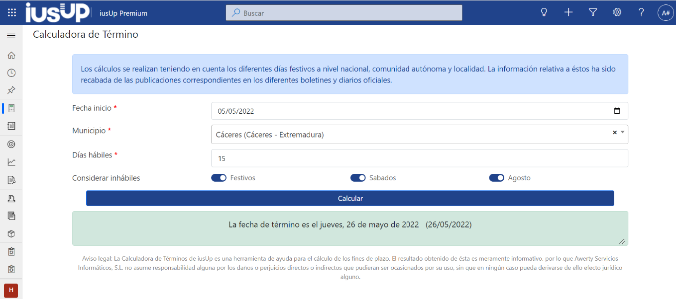 Además de para mejorar el control de los plazos en actividades concretas, también puedes usar la Calculadora de Términos como herramienta de consulta